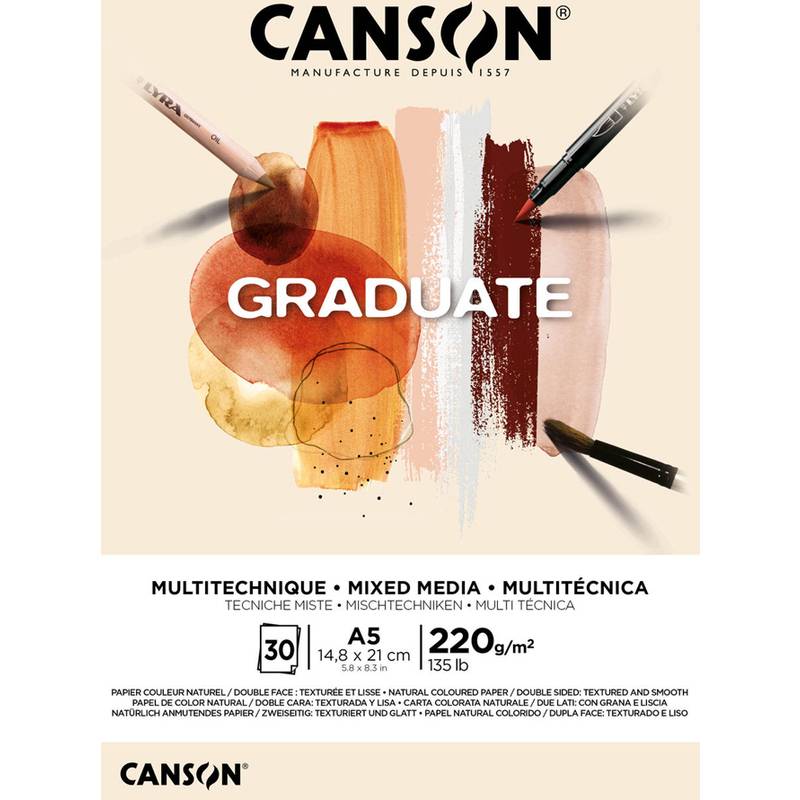 CANSON Studienblock GRADUATE MIXED MEDIA, natur, DIN A5-0
