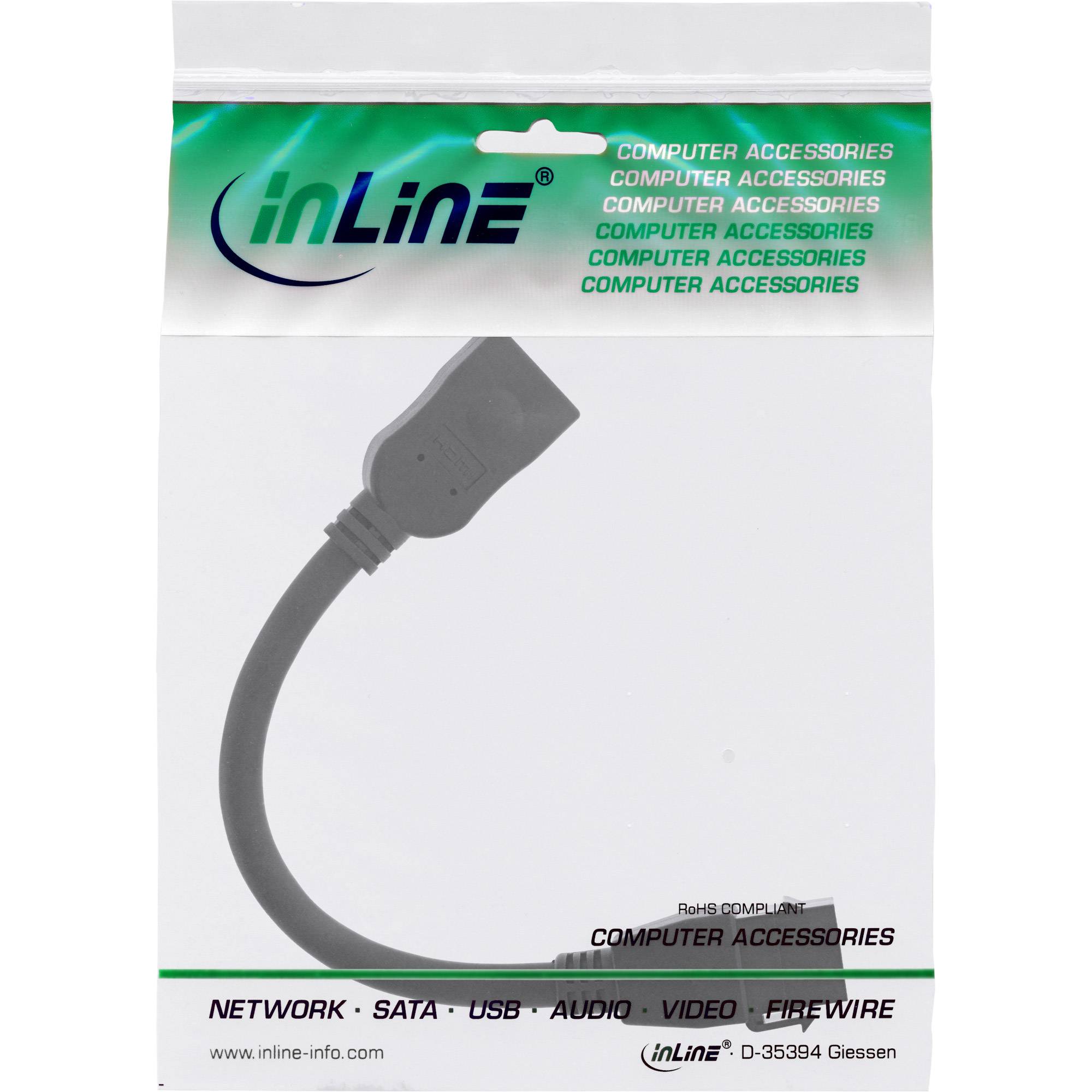 InLine® HDMI Keystone Adapterkabel 4K/60Hz, HDMI A Buchse/Buchse, schwarz, 0,2m-1