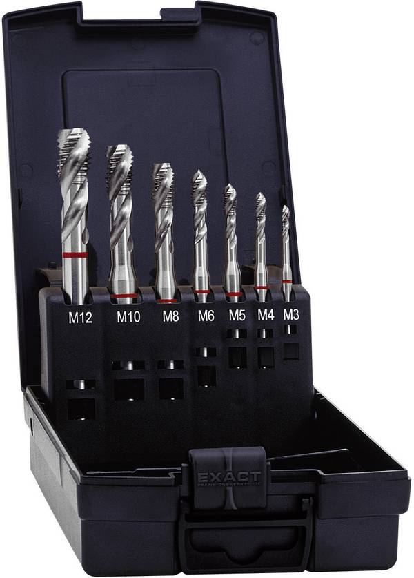 Exact 43694  Maschinengewindebohrer-Set 7teilig  metrisch M3, M4, M5, M6, M8, M10, M12  Rechtsschneidend DIN 371 HSS-E Form C 1 Set