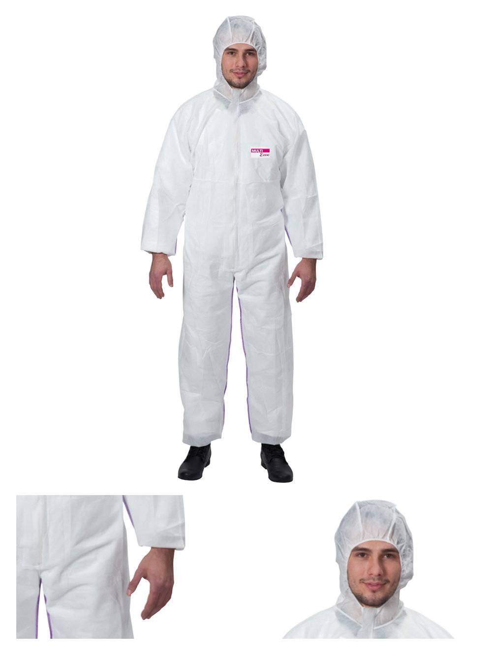 Preisbild für ECON weiß Gr. XL 3S, PP Overall weiss mit Kapuze Kat.I