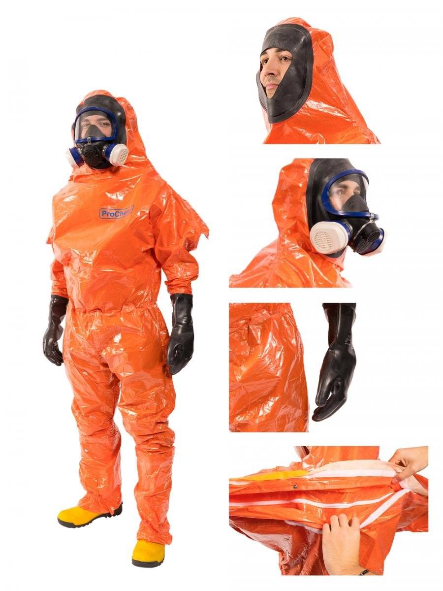 ProChem II CLF Overall orange mit Folienlaminat Handschuhe Alphatec 02-100- Kat. III - Größe XXL-0