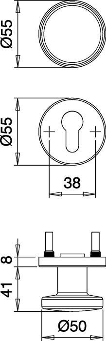 FS-Garnitur Riva FS K7/103 VA F00 D/K TS 38-58mm PZ rd.DIN L/R EDI-4