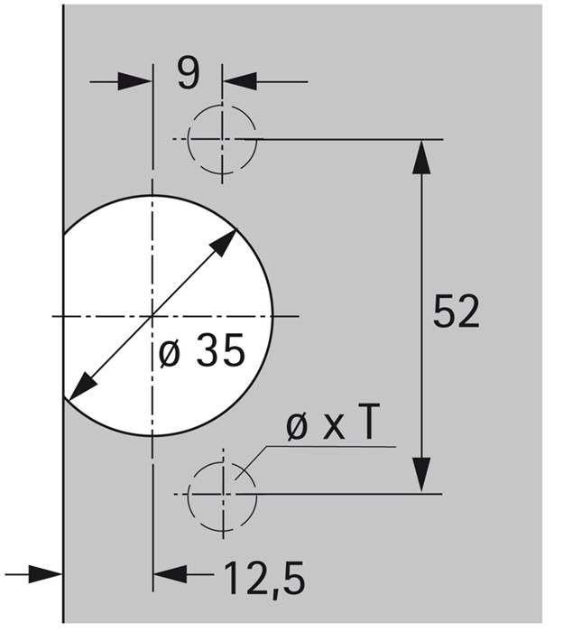 Topfscharnier Selekta Topf TX 32/52x9 z.Anschr.HETTICH-2