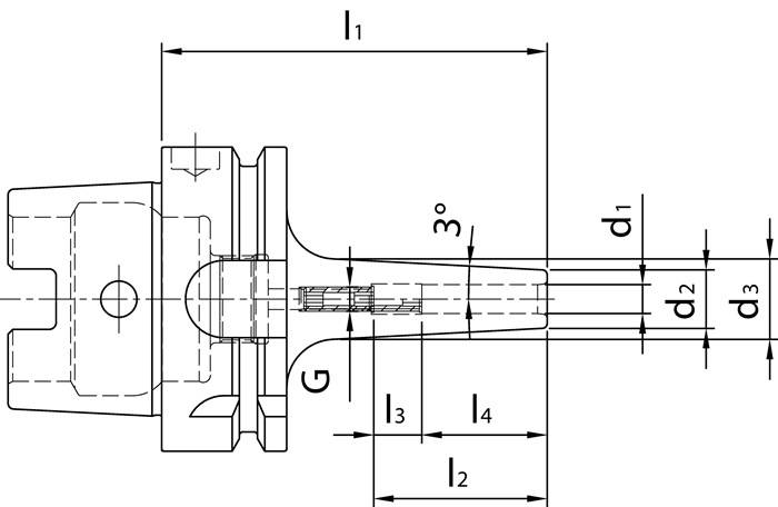 Schrumpffutter DIN 69893A Spann-D.10mm HSK-A63 d2 16mm A.-L.120mm m.IK WTE-5