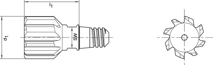 Wechselkopfreibahle XR06 D.30mm VHM m.IK geradegenutet BECK-5