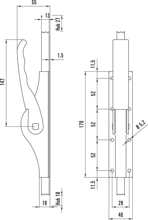 Tortreibriegel PLANO 13mm Schlaufenanzahl 3 STA hell verz.DENI-6