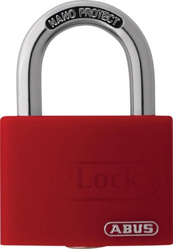 Zylindervorhangschloss T65AL/40 rot gl.Schlosskörper-B.43mm Alu.gl.