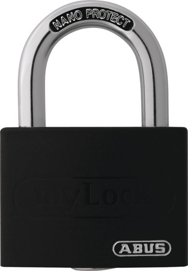Zylindervorhangschloss T65AL/40 schwarz gl.Schlosskörper-B.43mm Alu.gl.
