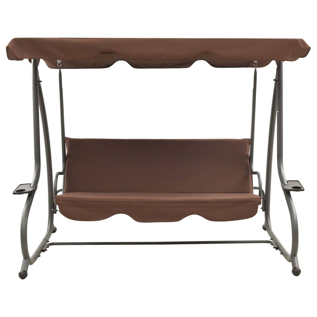 vidaXL Hollywoodschaukel mit Sonnendach Kaffeebraun-1