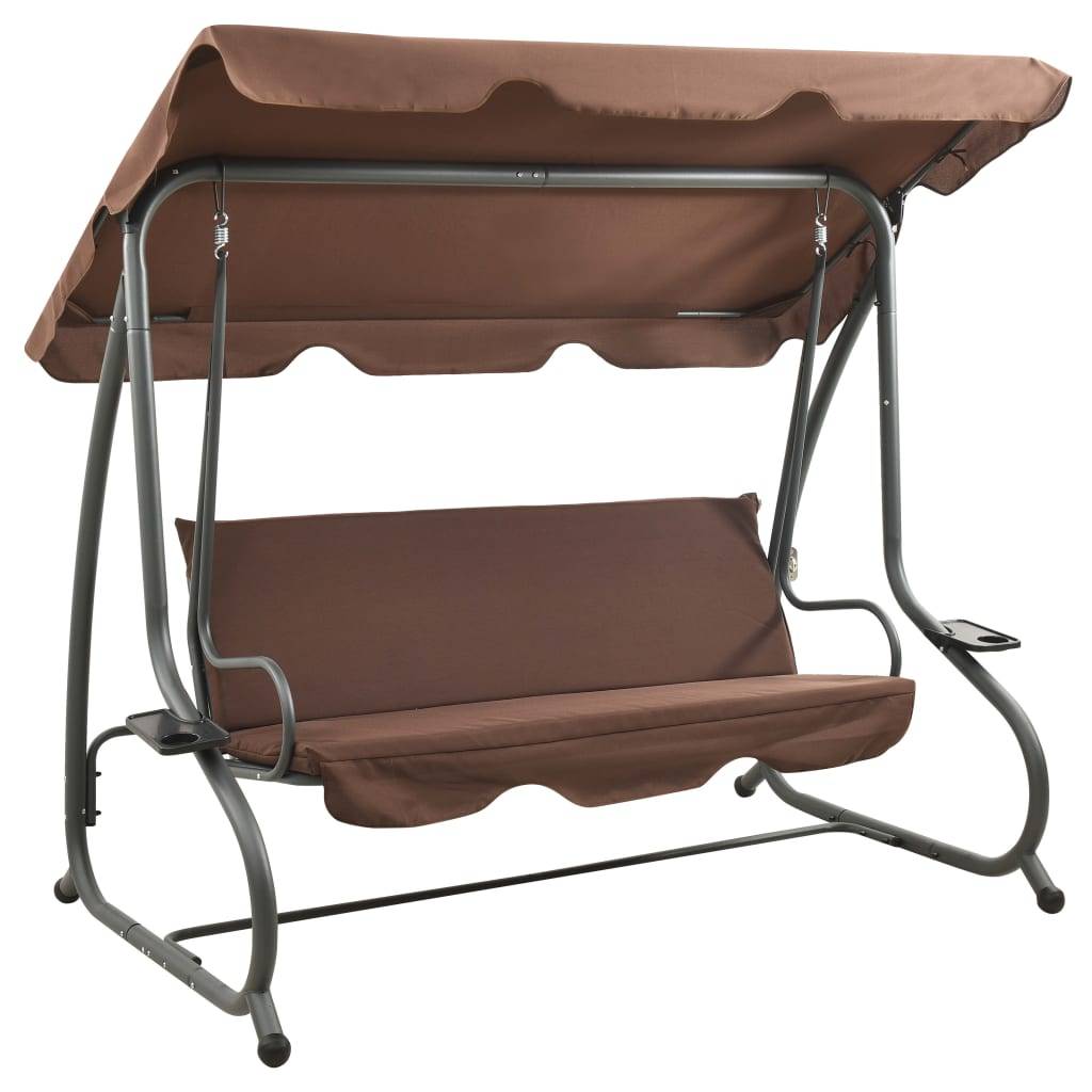 vidaXL Hollywoodschaukel mit Sonnendach Kaffeebraun-2