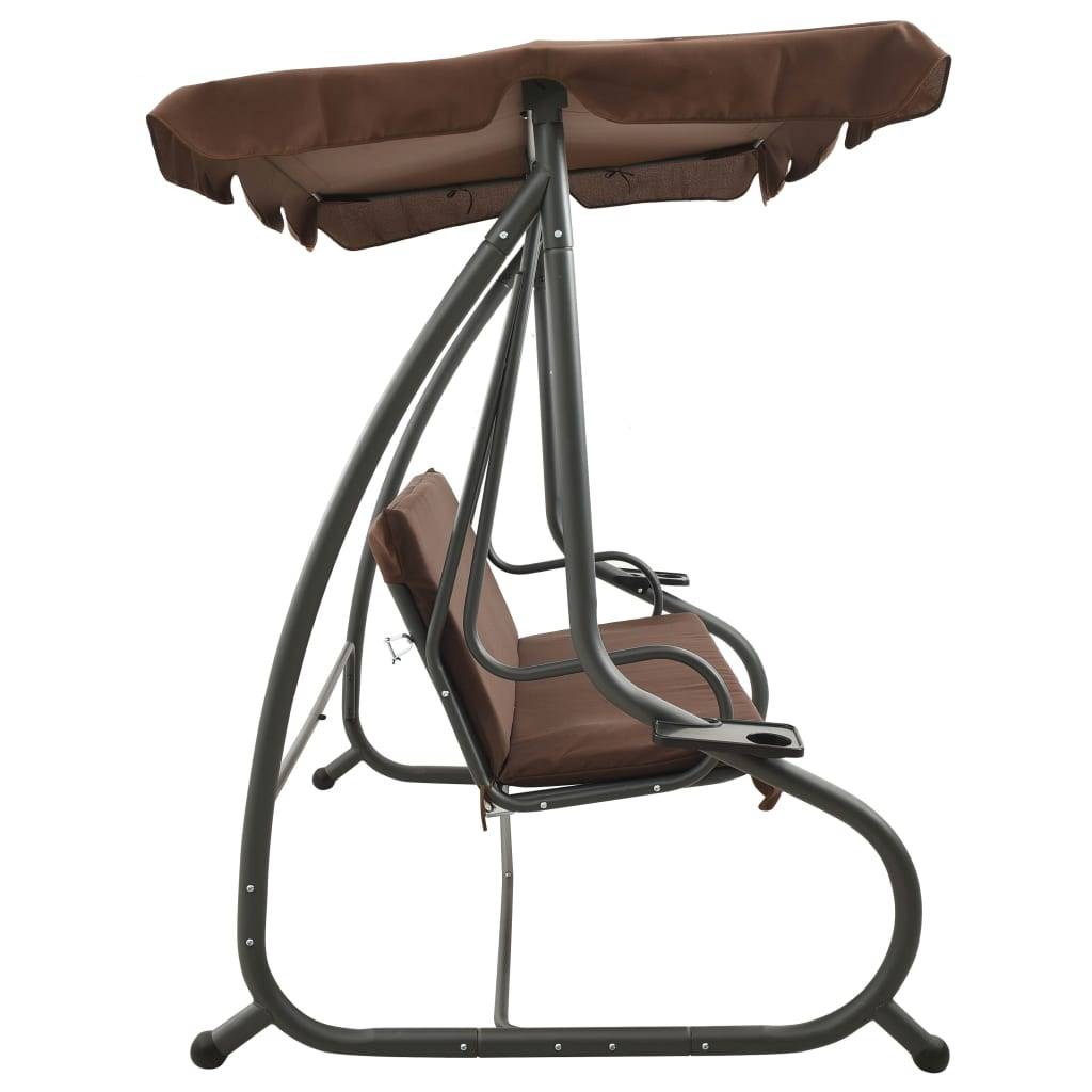 vidaXL Hollywoodschaukel mit Sonnendach Kaffeebraun-3