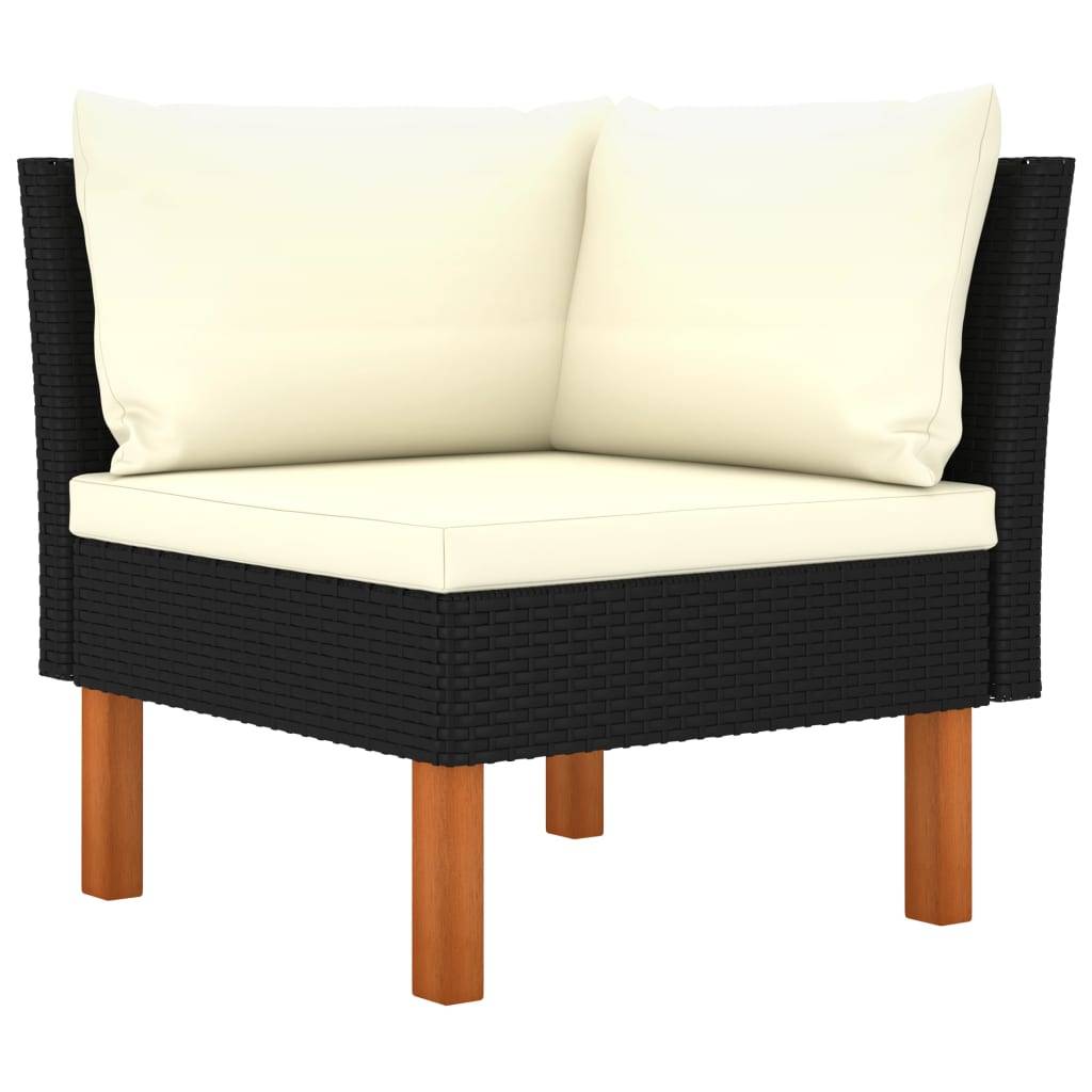 vidaXL Ecksofas 2 Stk. Poly Rattan und Eukalyptus Massivholz-4