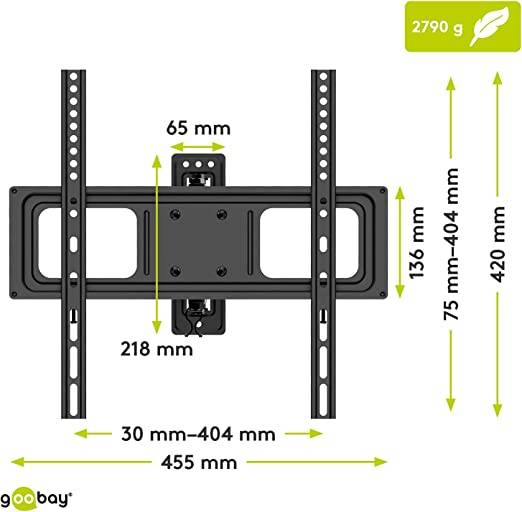 Goobay 49744 TV-Wandhalterung Basic FULLMOTION 81 cm (32") - 140 cm (55") neigbar & schwenkbar, VESA 400x400, 35 kg-3