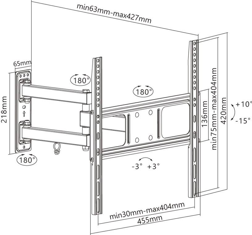 Goobay 49744 TV-Wandhalterung Basic FULLMOTION 81 cm (32") - 140 cm (55") neigbar & schwenkbar, VESA 400x400, 35 kg-6