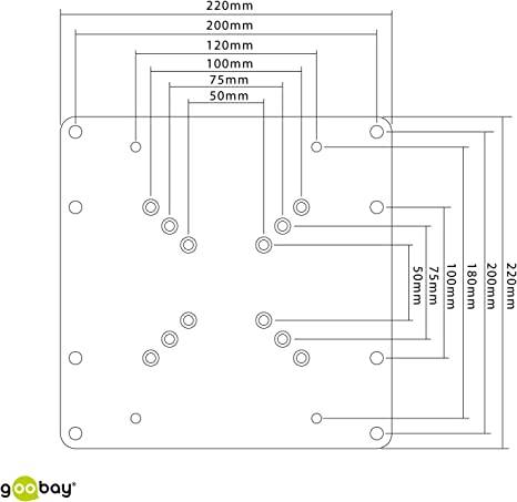 Goobay 63267 VESA-Adapter für TV-Wandhalterung, VESA-Adapterplatte erweitert Halterung auf 200x200 mm, bis 30 kg Schwarz-5