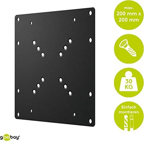 Goobay 63267 VESA-Adapter für TV-Wandhalterung, VESA-Adapterplatte erweitert Halterung auf 200x200 mm, bis 30 kg Schwarz-1