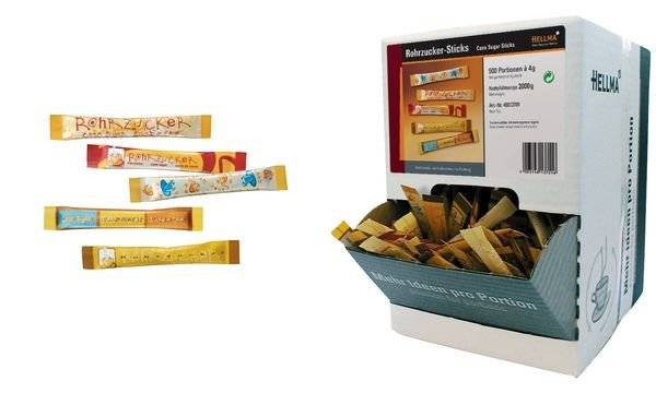 HELLMA Rohrzucker-Sticks, im Displaykarton (9613701)