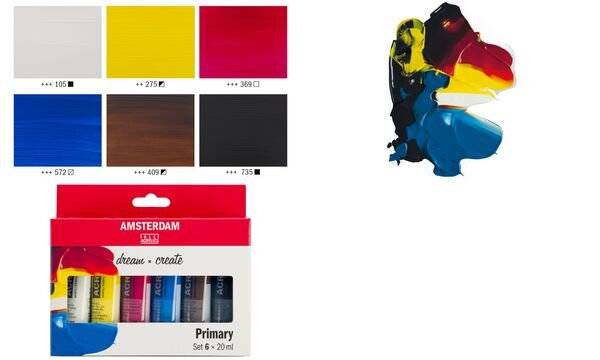 ROYAL TALENS Acrylfarbe AMSTERDAM Primary, 6 x 20 ml (8006490)
