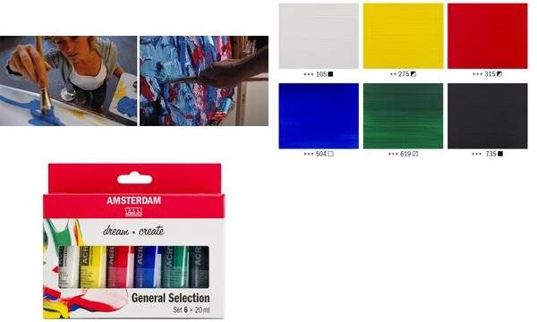 ROYAL TALENS Acrylfarbe AMSTERDAM General Selection, 6x20 ml (8006492)