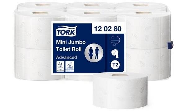 TORK Minirollen-Toilettenpapier Jumbo, 2-lagig, weiß, 170 m (6700076)-0