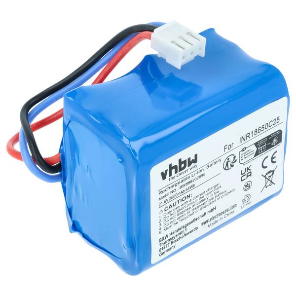 vhbw Akku kompatibel mit Philips SpeedPro FC6725 | FC6726/01, FC6725/01, FC6726 Staubsauger (2500 mAh, 21,6 V, Li-Ion)