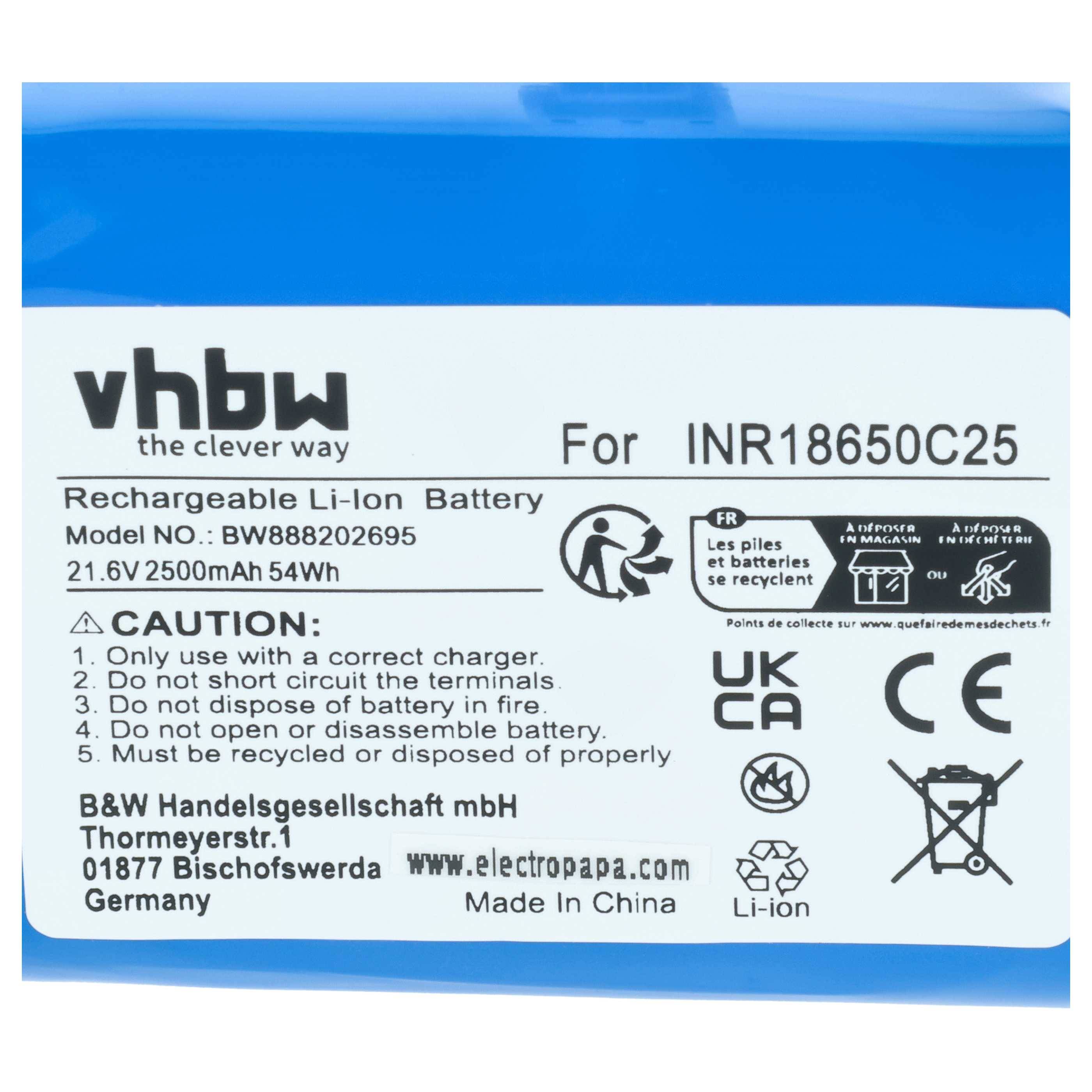 vhbw Akku kompatibel mit Philips SpeedPro FC6725 | FC6726/01, FC6725/01, FC6726 Staubsauger (2500 mAh, 21,6 V, Li-Ion)-3