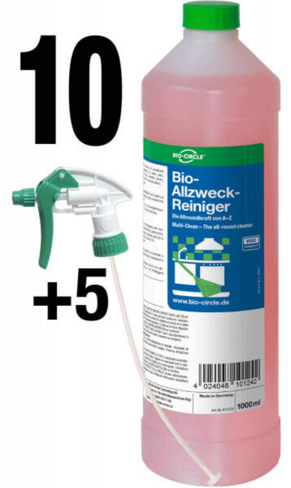 Bio-Allzweckreiniger, 10x 1000 ml Sprayflaschen + 5 Sprüher