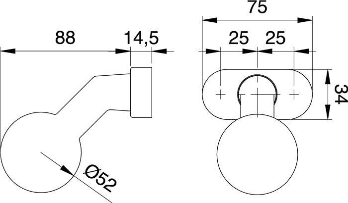 Profiltür-Knopf 2033/4020 Material Alu.F1 EDI-3