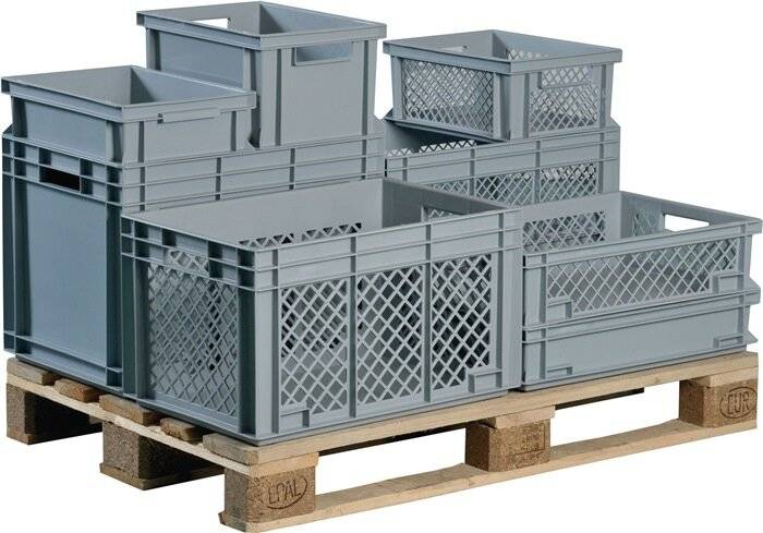 Transportbehälter L600xB400xH170mm grau PP Durchfassgr.Seitenwände durchbrochen-3