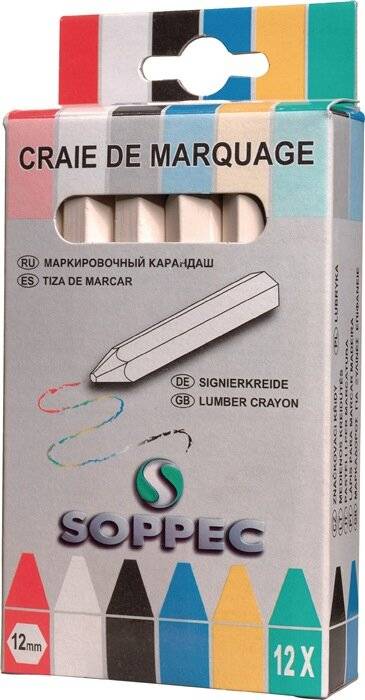 Markierkreide weiß unpapiert 12 St./Schachtel SOPPEC-0