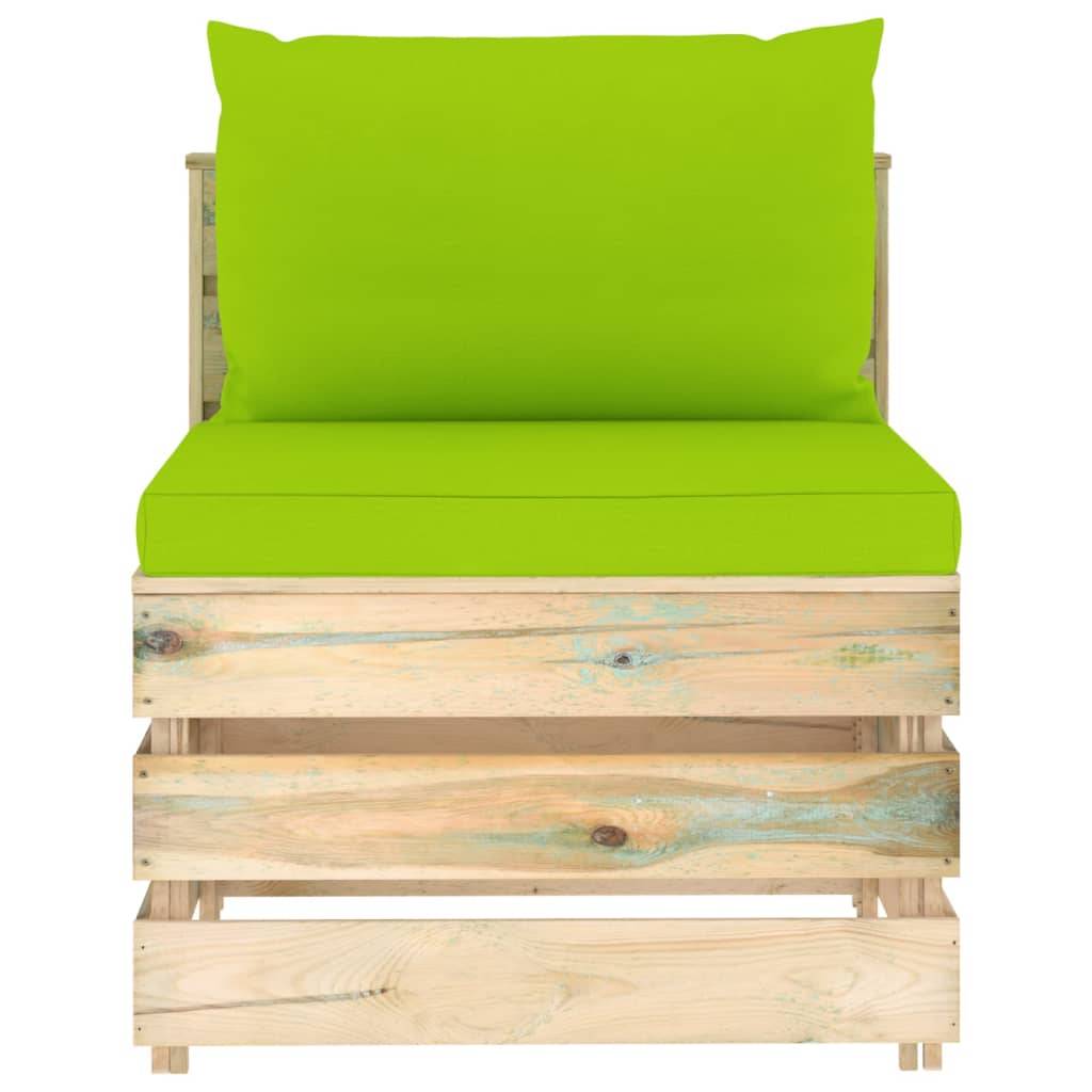 vidaXL Modulares Mittelsofa mit Kissen Grün Imprägniertes Holz-1