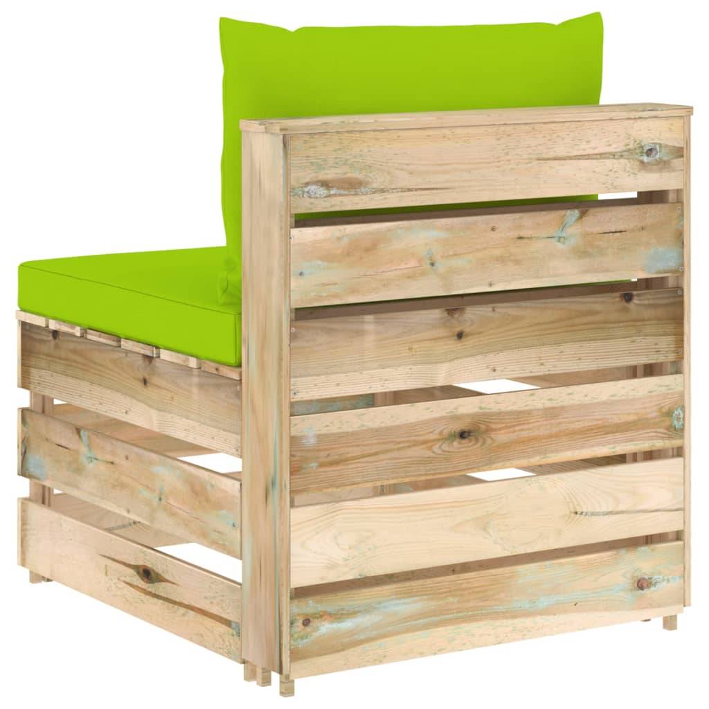 vidaXL Modulares Mittelsofa mit Kissen Grün Imprägniertes Holz-3