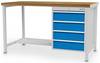 Kastenwerkbank Breite 2000 mm, R18-24, 4 x Schublade, 1 x Stahlfachboden halbe Tiefe