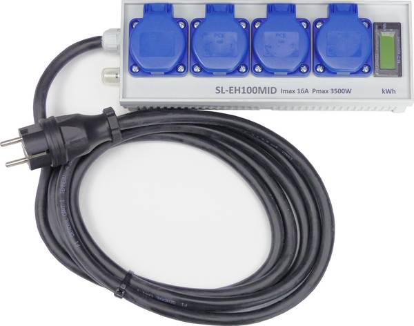 SCHNABEL ELEKTROTECHNIK Energie- und Stundenzähler als 4fach-Steckdosenleiste SL-EH100MID - GEEICHT !