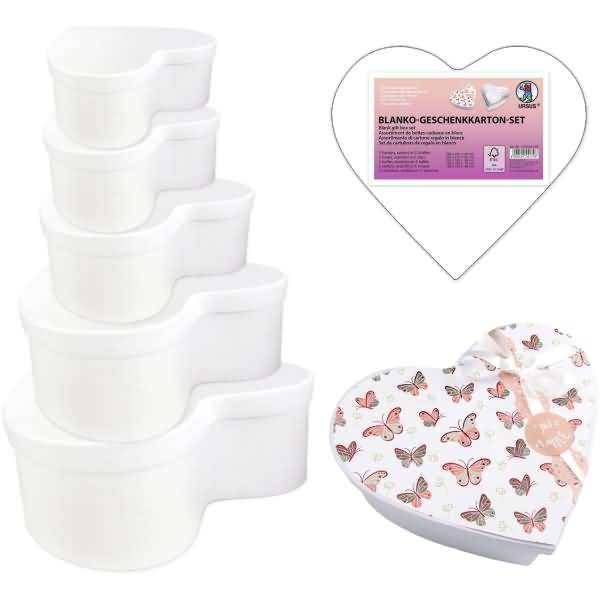 Geschenkkarton-Set blanko VE=5 Stück Herz-0