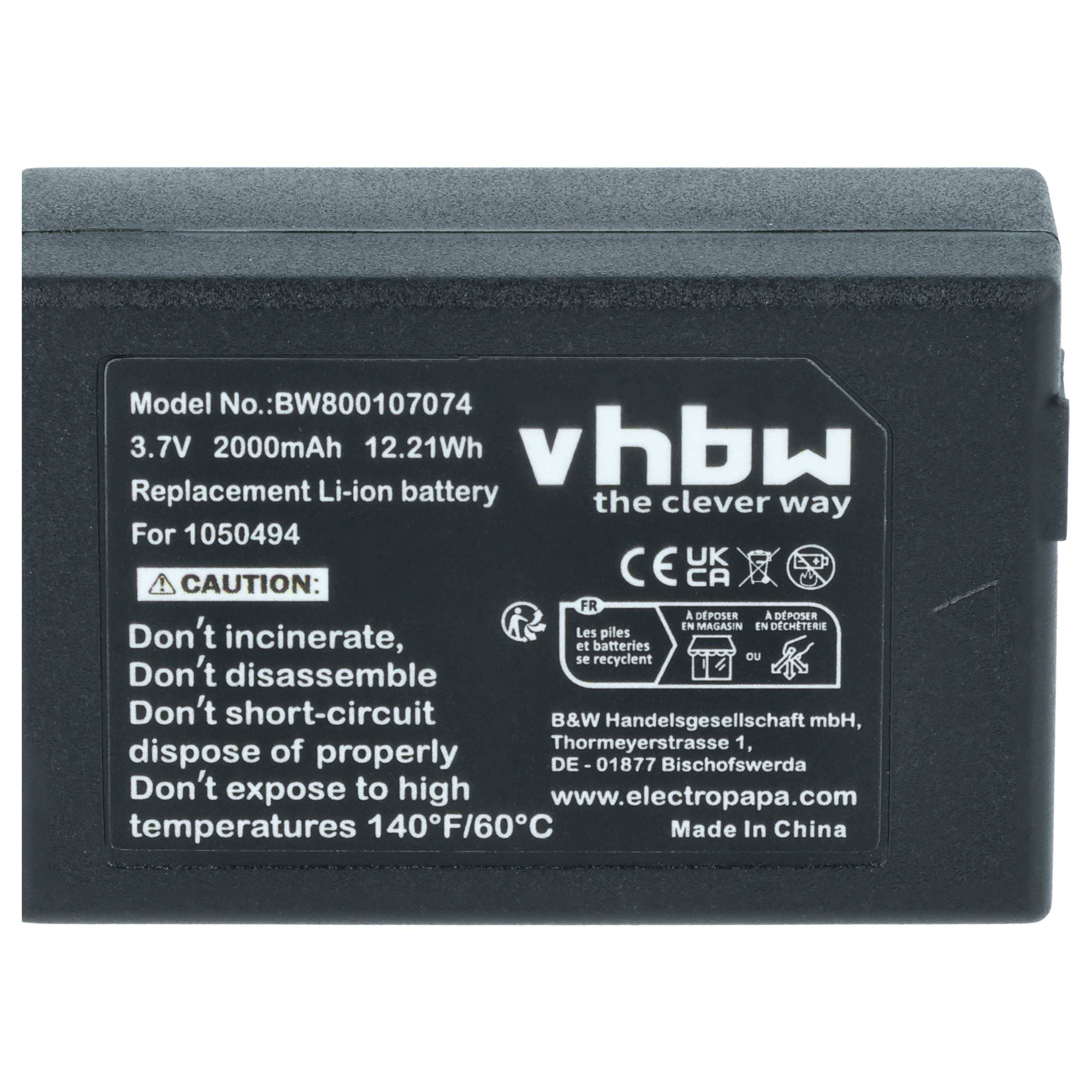vhbw 2x Akku Ersatz für TEKLOGIX 1050494-002 | WA3006, WA3020, 1050494 für Handheld Computer Scanner (2000 mAh, 3,7 V-1