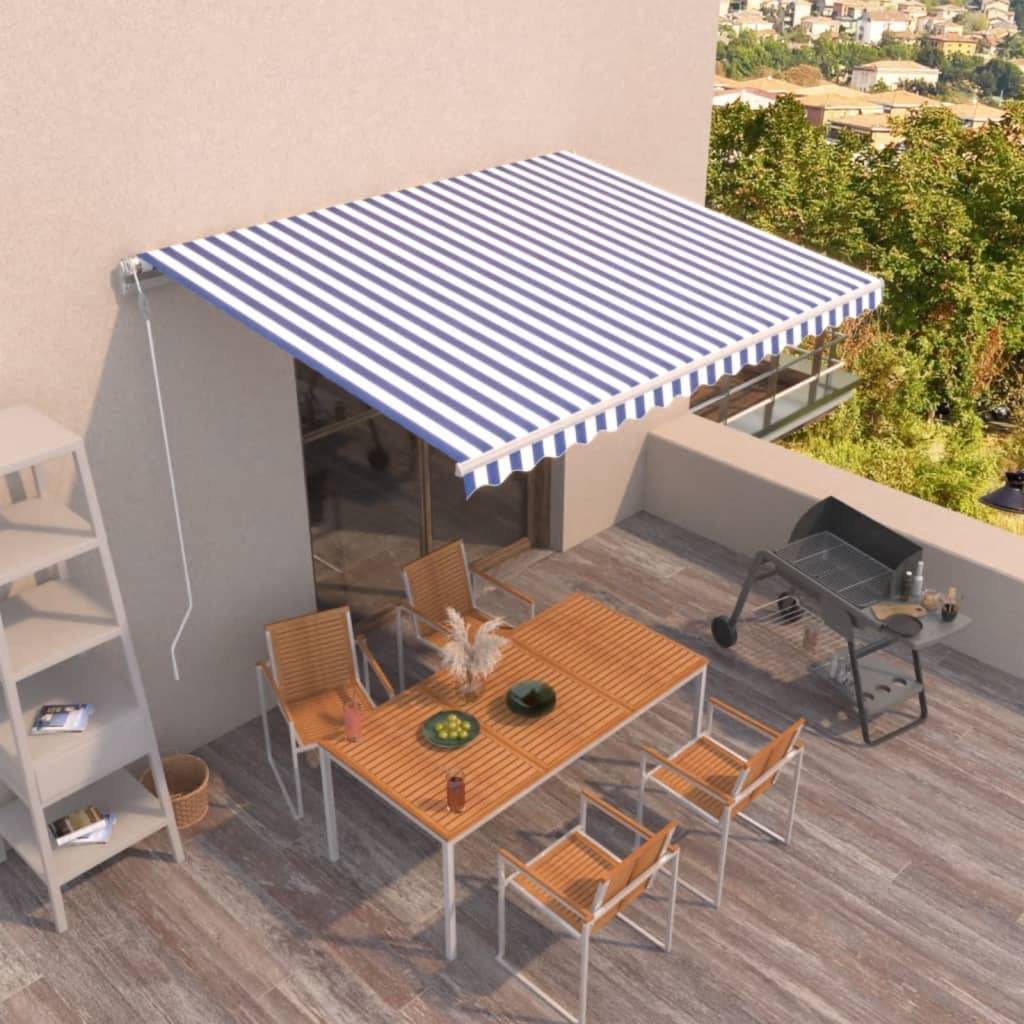 vidaXL Markise Automatisch Einziehbar 400x350 cm Blau und Weiß-0