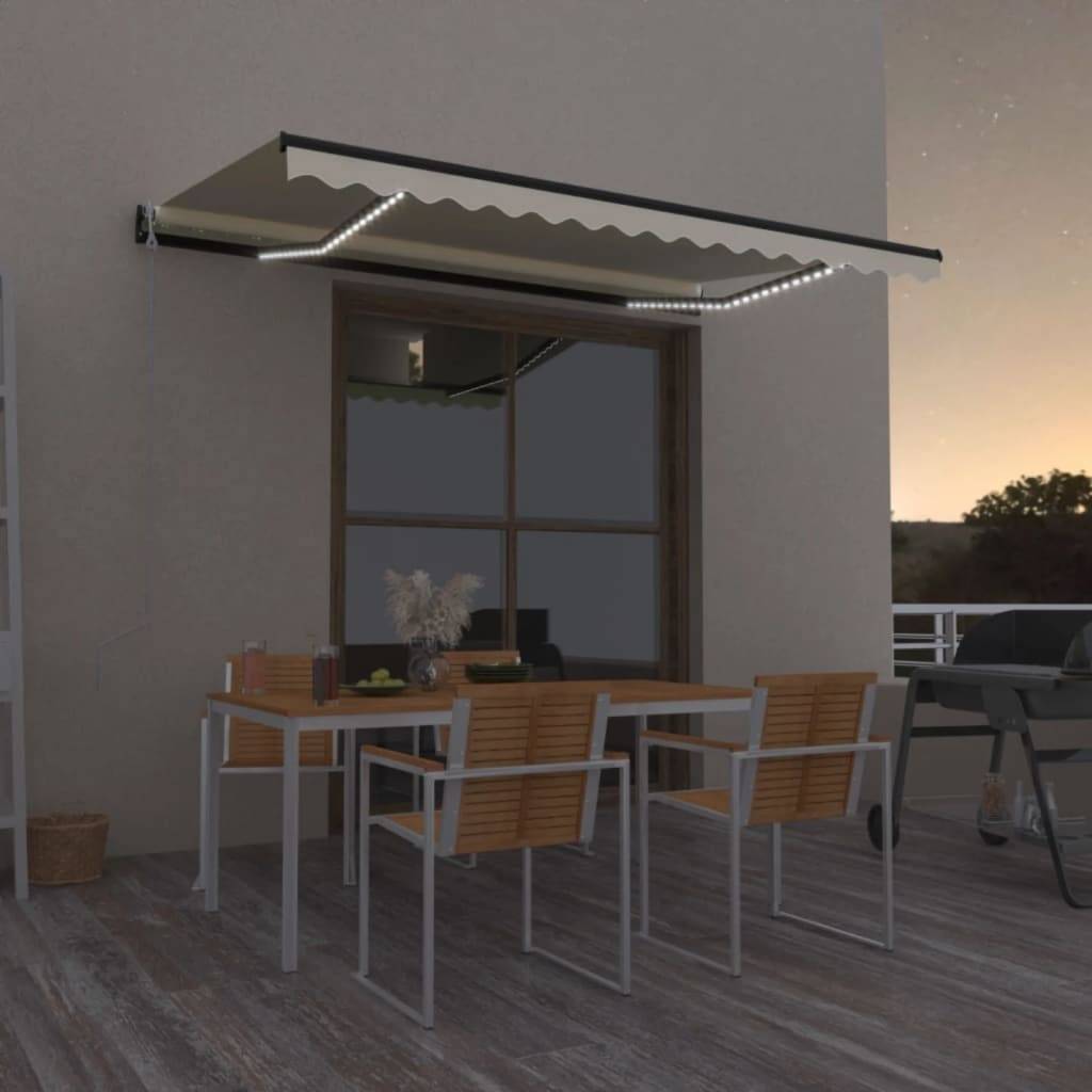 vidaXL Automatische Markise mit LED & Windsensor 450x300 cm Creme-1