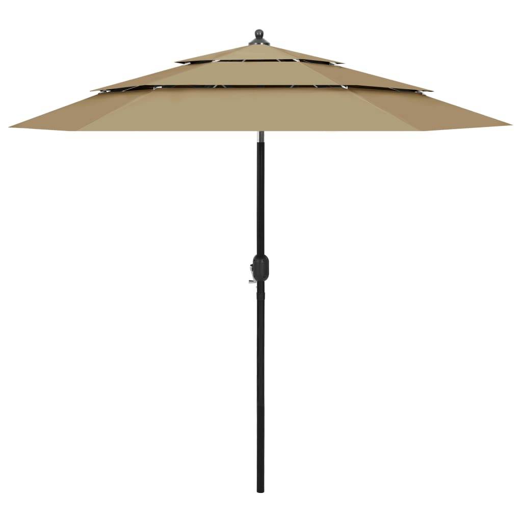 vidaXL Sonnenschirm mit Aluminium-Mast 3-lagig Taupe 2,5 m-0