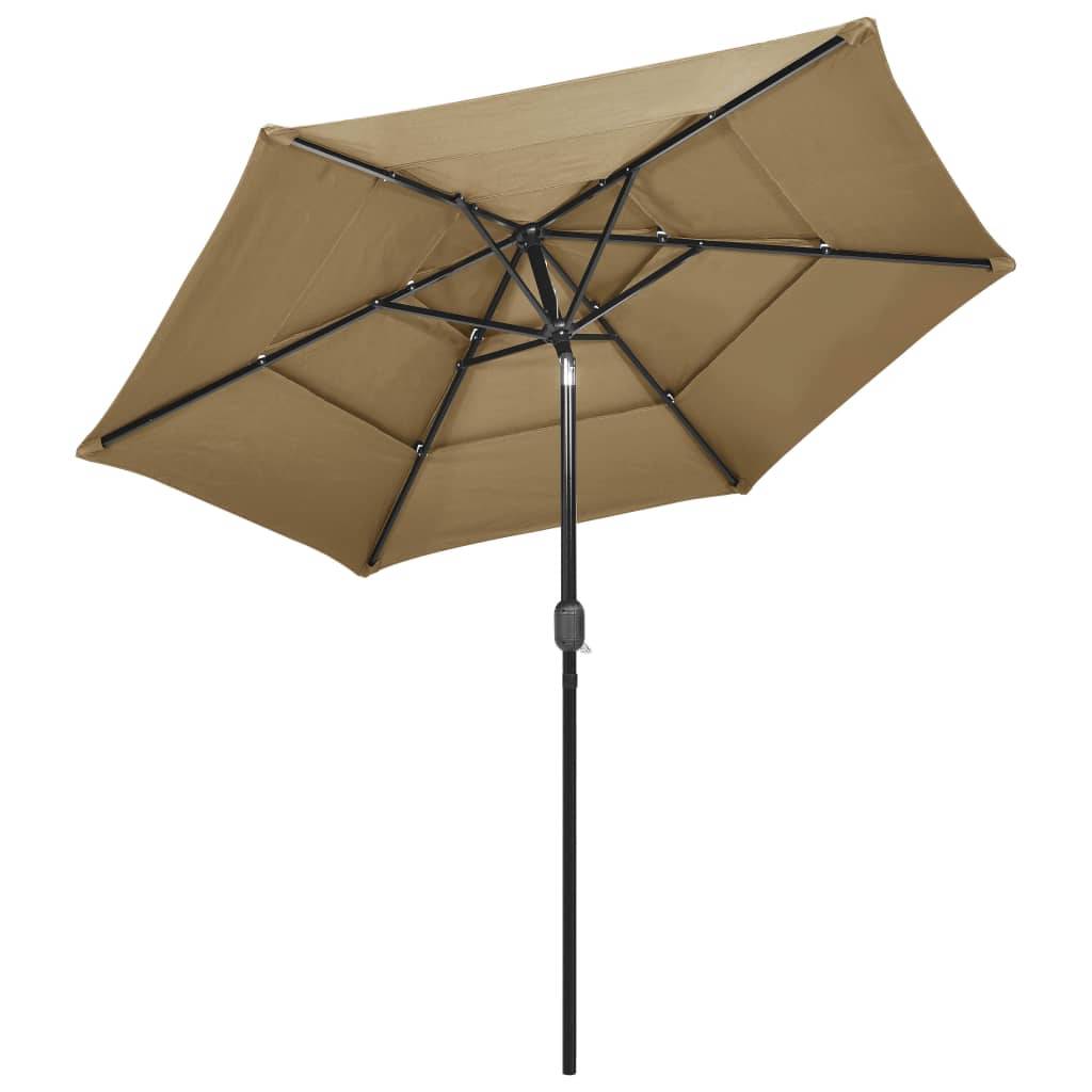 vidaXL Sonnenschirm mit Aluminium-Mast 3-lagig Taupe 2,5 m-2