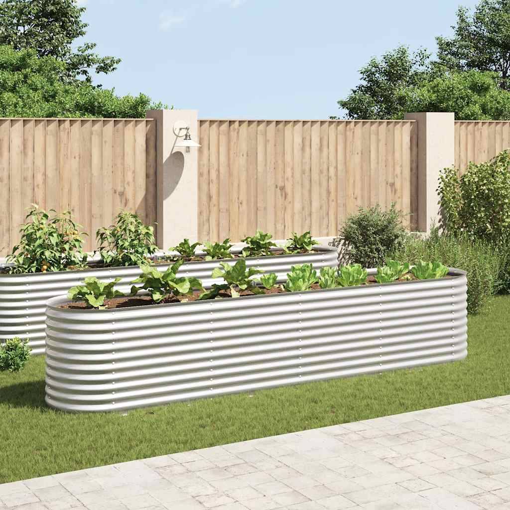 vidaXL Garten-Hochbeet 400 x 80 x 81 cm Verzinkter Stahl Silbern-0