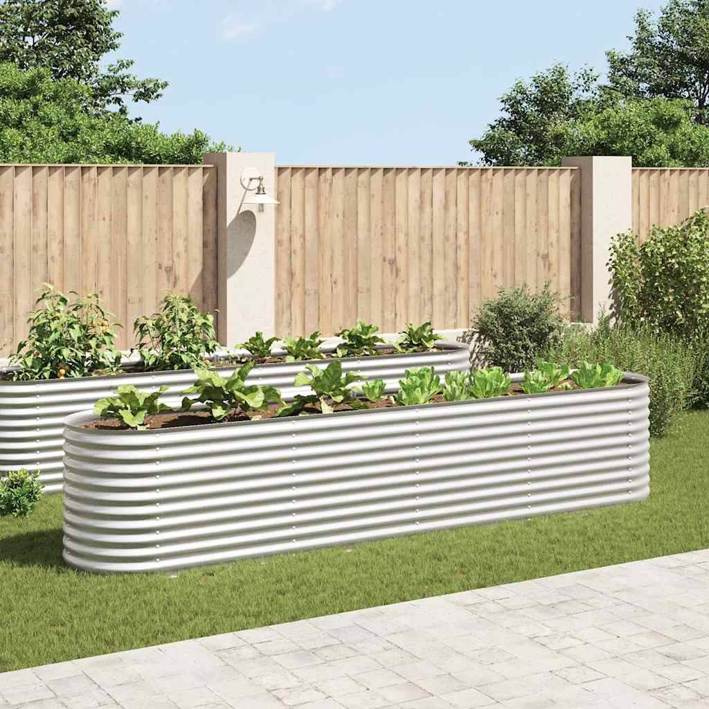 vidaXL Garten-Hochbeet 400 x 80 x 81 cm Verzinkter Stahl Silbern-1