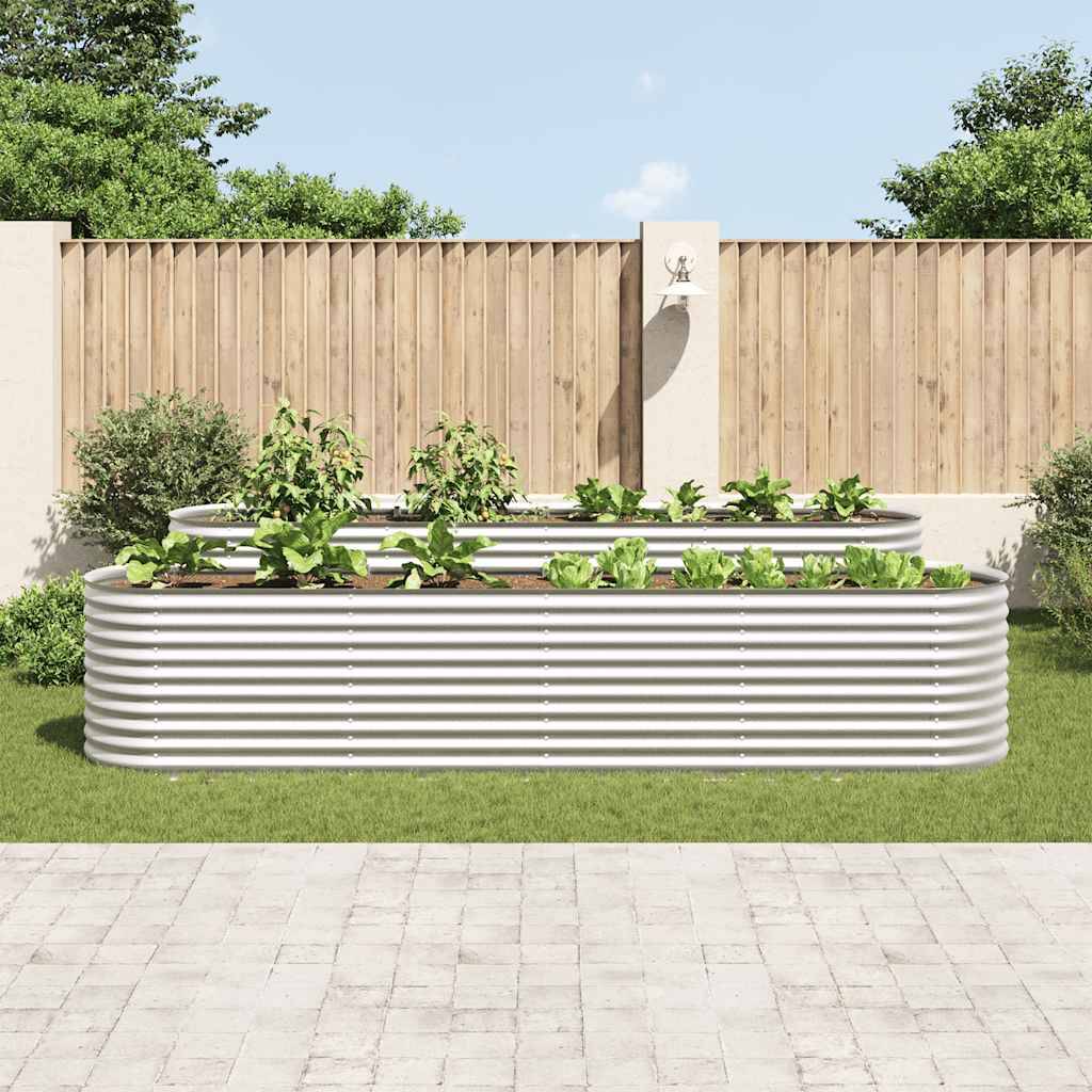 vidaXL Garten-Hochbeet 400 x 80 x 81 cm Verzinkter Stahl Silbern-2