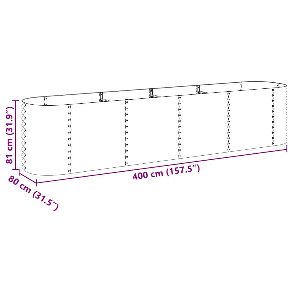 vidaXL Garten-Hochbeet 400 x 80 x 81 cm Verzinkter Stahl Silbern-4