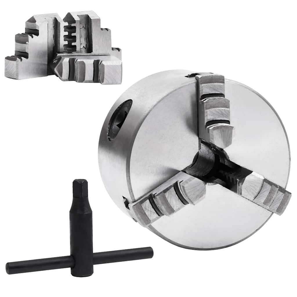 vidaXL 3-Backen-Drehfutter Selbstzentrierend 80 mm Stahl-1