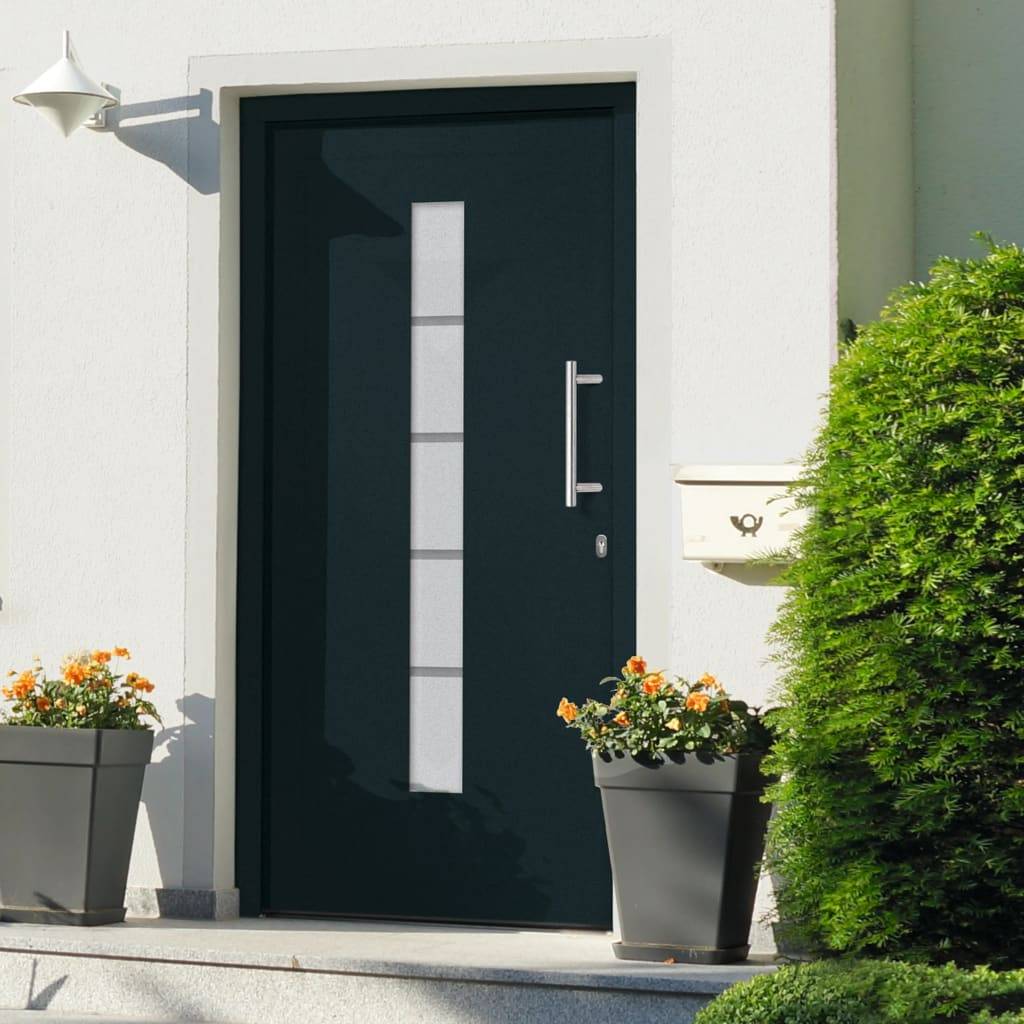 Haustür Aluminium und PVC Anthrazit 100x210 cm-0