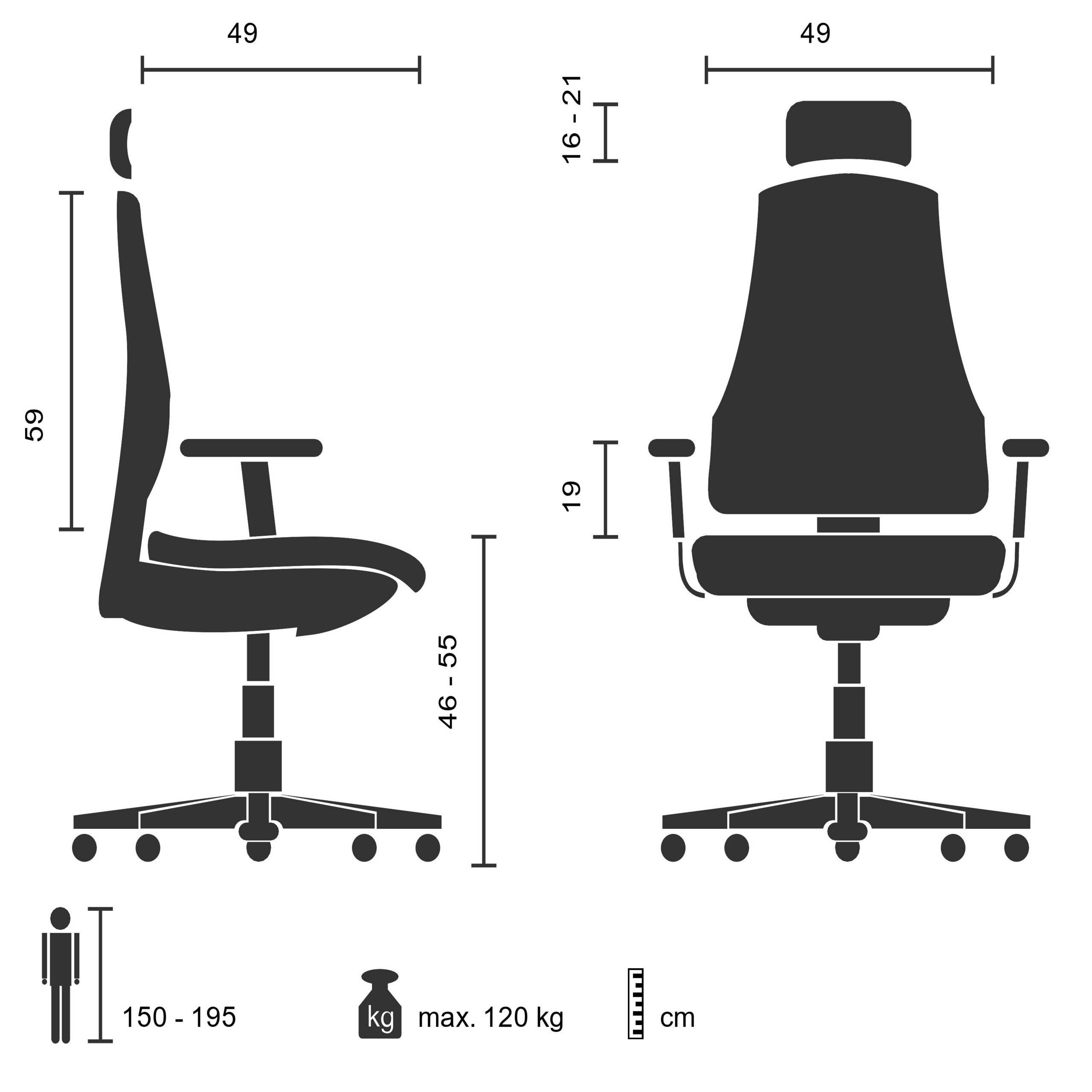 Bürostuhl Drehstuhl KODIAK Stoff Netzstoff schwarz hjh OFFICE-1