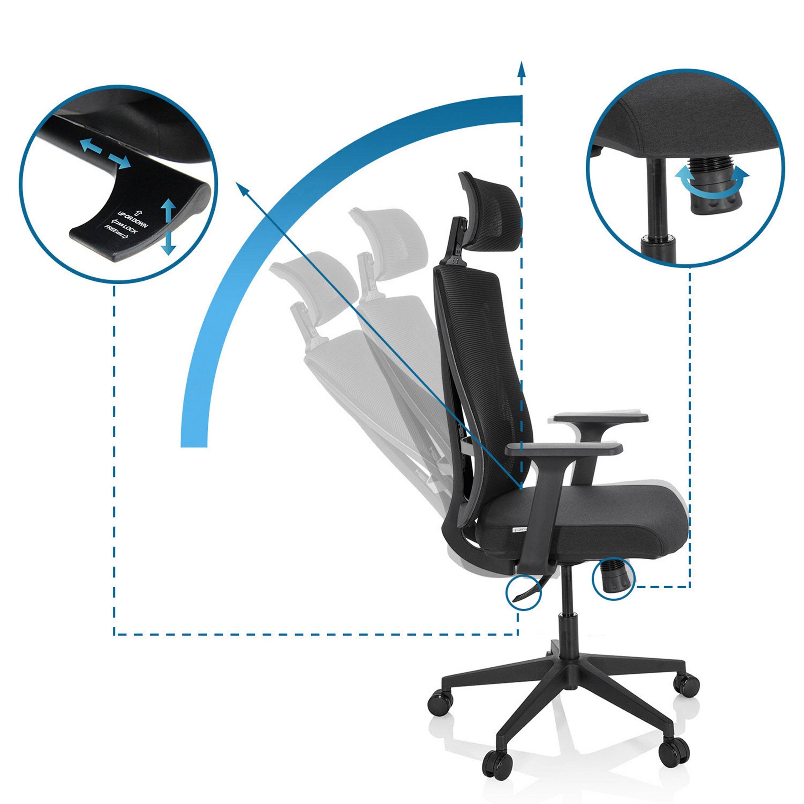 Bürostuhl Drehstuhl KODIAK Stoff Netzstoff schwarz hjh OFFICE-2