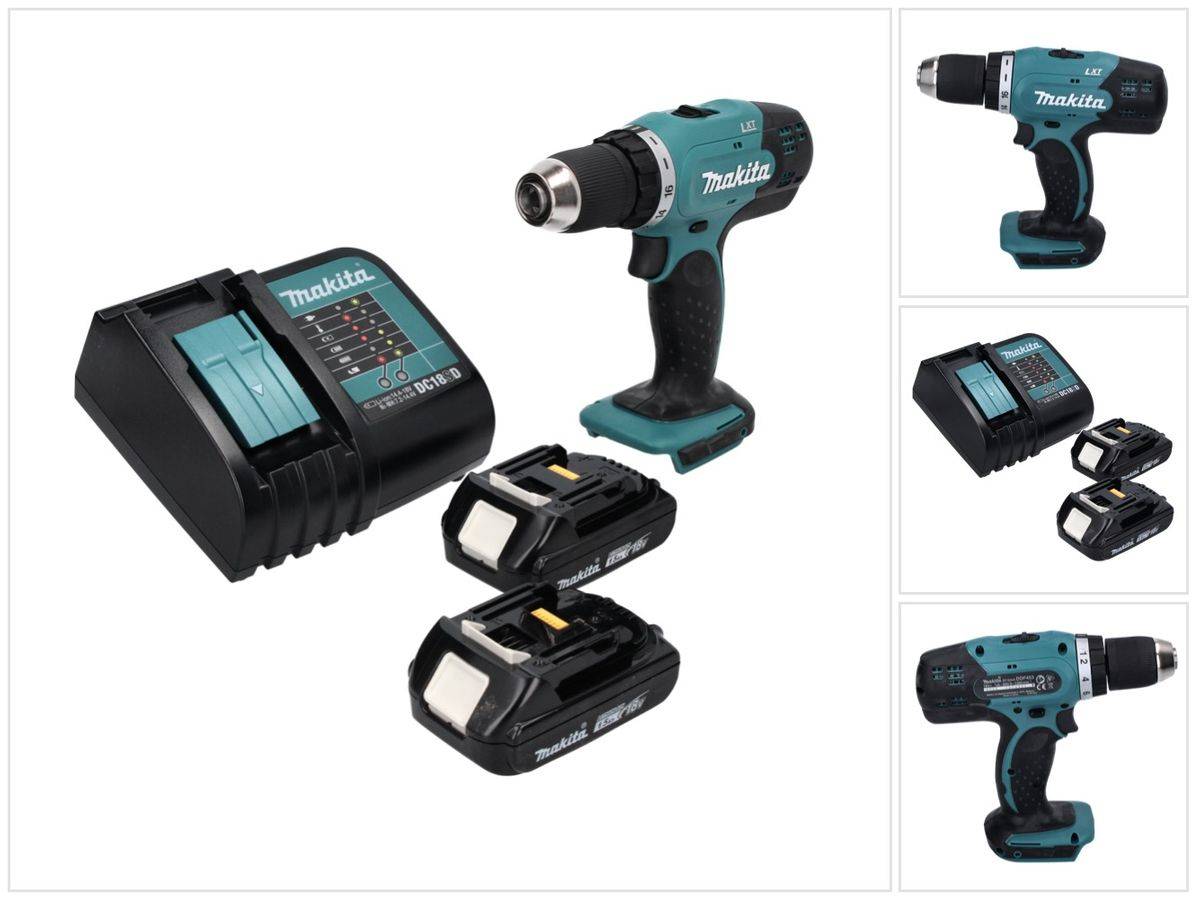 Makita DDF 453 SYX4 Akku Bohrschrauber 18 V 42 Nm + 2x Akku 1,5 Ah + Ladegerät-0