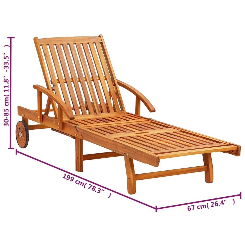vidaXL Sonnenliegen 2 Stk. mit Auflagen Massivholz Akazie-4